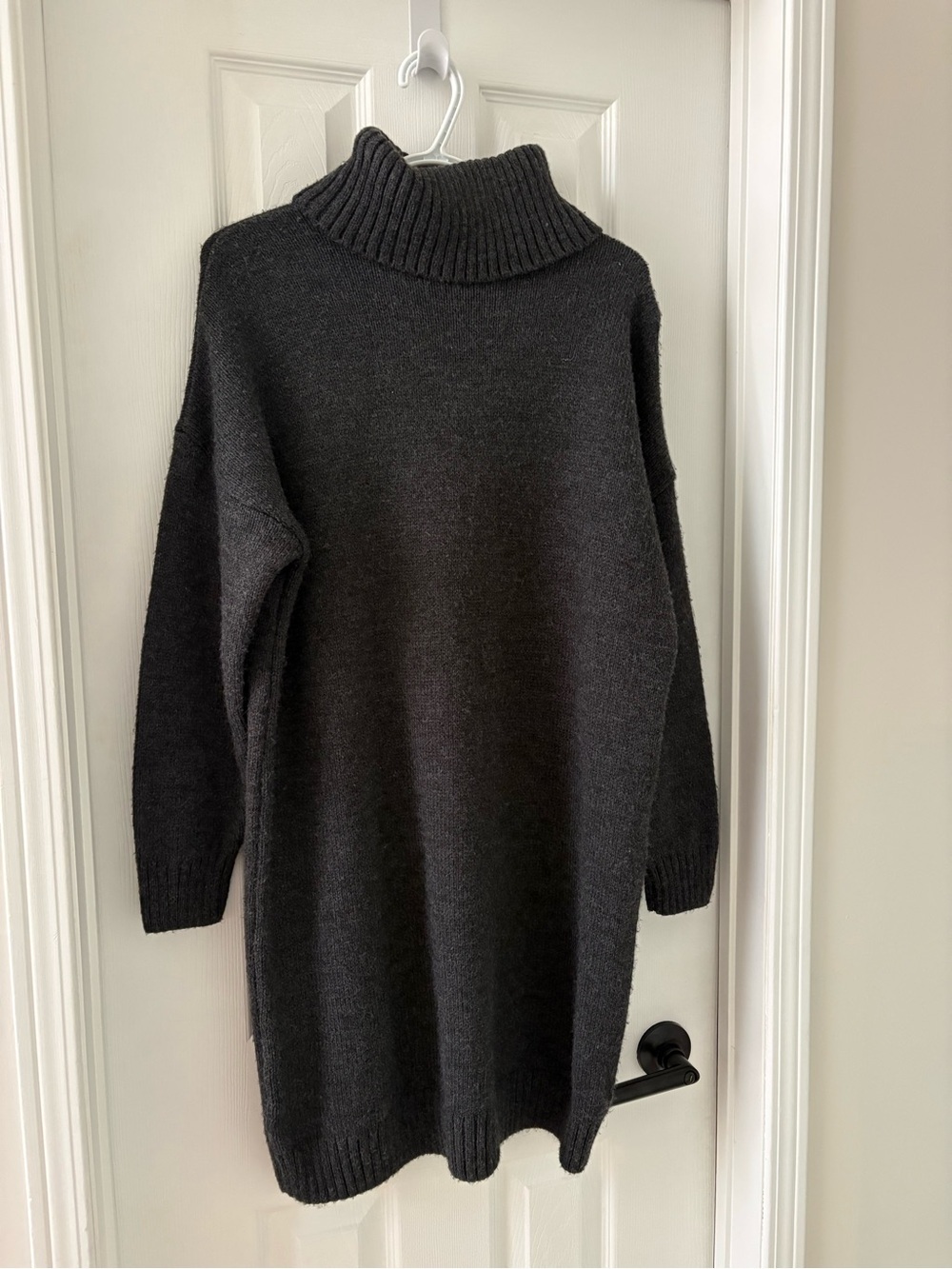 Charcoal Gray Turtleneck Sweater Dress - Picture 2 of 5